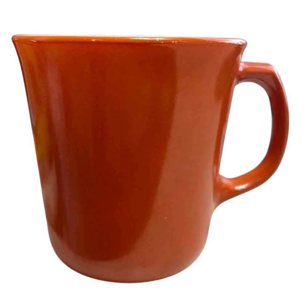 Vintage Corning Burnt Orange Milk Glass Coffee Mugs Set of 2 | Retro 1970s Brown
